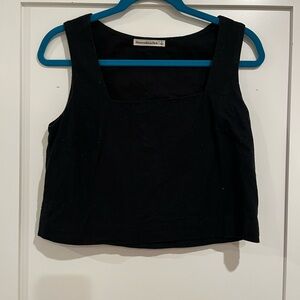 Abercrombie & Fitch Black Square Neck Linen Top Size S